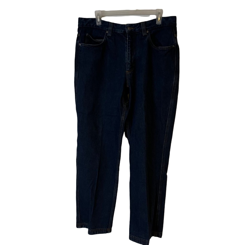 Duluth Trading Blue Jeans Mens Size 34 X 30 Work Heavy Relaxed Dark Wash 3237-76